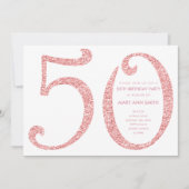 Invitation Rose Gold Parties scintillant Surprise 50e anniver (Devant)