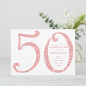 Invitation Rose Gold Parties scintillant Surprise 50e anniver (Debout devant)