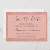 Invitation Rose Gold Parties scintillant Sweet 16 Enregistrer