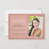 Invitation Rose Gold Parties scintillant Sweet 16 Enregistrer (Devant)