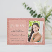 Invitation Rose Gold Parties scintillant Sweet 16 Enregistrer (Debout devant)