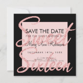 Invitation Rose Gold Parties scintillant Sweet 16 Enregistrer (Devant)