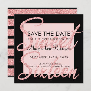 Invitation Rose Gold Parties scintillant Sweet 16 Enregistrer