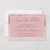 Invitation Rose Gold Parties scintillant Sweet 16 Enregistrer (Dos)