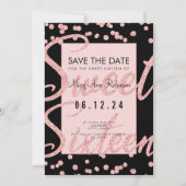 Invitation Rose Gold Parties scintillant Sweet 16 Party Date  (Devant)