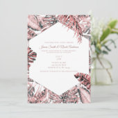 Invitation Rose Gold Parties scintillant Tropical Palm Feuill (Debout devant)