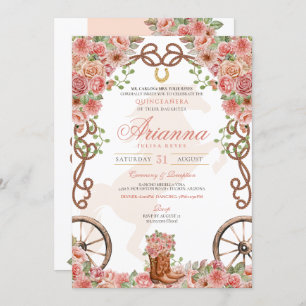 Invitation Rose Gold Pays Western Charro Ranch Quinceanera
