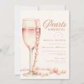 Invitation Rose Gold Pearls and Prosecco Bridal Shower (Devant)