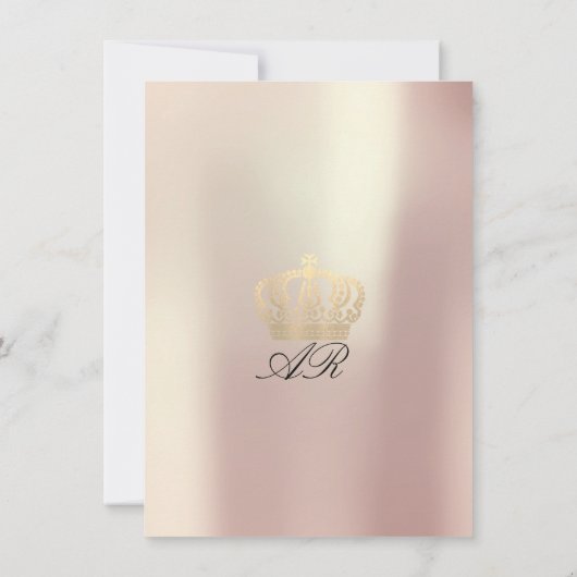 Invitation Rose Gold Pearly Crown Parties scintillant royale (Dos)