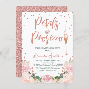 Invitation Rose Gold Petals Prosecco Fête des mariées