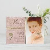 Invitation Rose Gold Photo 50e anniversaire (Debout devant)