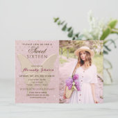 Invitation Rose Gold Photo Sweet 16 Anniversaire (Debout devant)