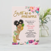 Invitation rose Gold Pineappy Baby shower (Debout devant)
