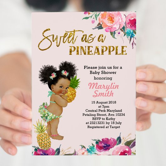 Invitation rose Gold Pineappy Baby shower
