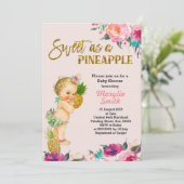 Invitation rose Gold Pineappy Baby shower (Debout devant)