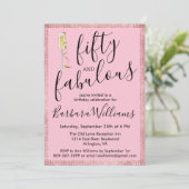 Invitation *Rose Gold Pink 50 & Fabulous 50th Birthday Party  (Debout devant)