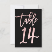 Invitation Rose Gold Pink Foil Moderne Écriture Table Numéro (Devant)