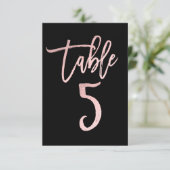 Invitation Rose Gold Pink Foil Moderne Écriture Table Numéro  (Debout devant)