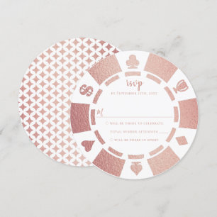 Invitation Rose Gold Poker Chip Casino Mariage RSVP Card
