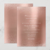 Invitation Rose Gold Poudré Pailleur Sable Mariage Anniversai (Devant / Derrière)