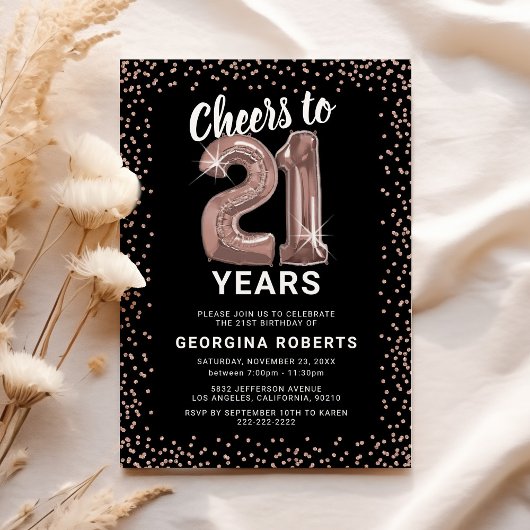 Invitation Rose Gold pour 21 Ans