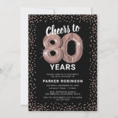 Invitation rose gold pour 80e anniversaire Glam (Devant)