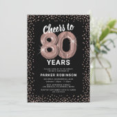 Invitation rose gold pour 80e anniversaire Glam (Debout devant)
