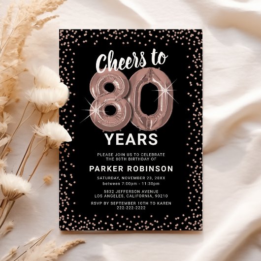 Invitation rose gold pour 80e anniversaire Glam