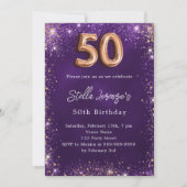 Invitation Rose gold pour le 50e anniversaire en violet (Devant)