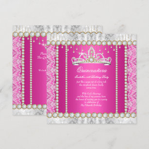 Invitation Rose Gold Princess Quinceanera Diamant Dentelle