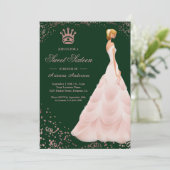 Invitation Rose Gold Princesse Robe Sweet sixteen vert (Debout devant)