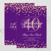 Invitation Rose Gold Purple 40e anniversaire Parties scintill (Devant / Derrière)