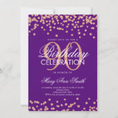 Invitation Rose Gold Purple 90e anniversaire Parties scintill (Devant)