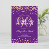 Invitation Rose Gold Purple 90e anniversaire Parties scintill (Debout devant)