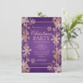 Invitation Rose Gold Purple Foil Foyers de neige fête de Noël (Debout devant)
