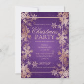 Invitation Rose Gold Purple Foil Foyers de neige fête de Noël (Devant)
