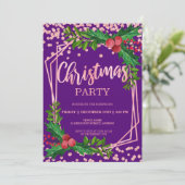 Invitation Rose Gold Purple Holly Parties scintillant Confett (Debout devant)