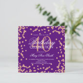Invitation Rose Gold Purple Parties scintillant Confetti 40e  (Debout devant)