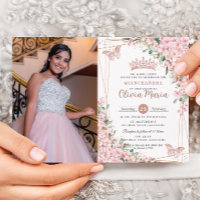 Rose Gold Quinceañera en fleurs de cerisiers roses