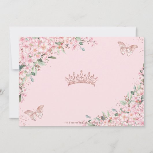 Invitation Rose Gold Quinceañera en fleurs de cerisiers roses (Dos)