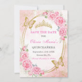 Invitation Rose Gold Quinceanera Miss Quince 15 Enregistrer L (Devant)