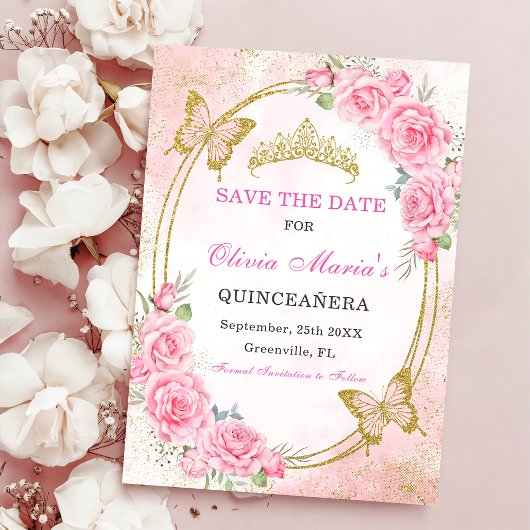 Invitation Rose Gold Quinceanera Miss Quince 15 Enregistrer L