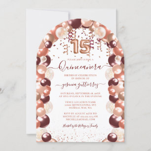 Invitation Rose Gold Quinceañera Parties scintillant Ballotte