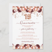 Invitation Rose Gold Quinceañera Parties scintillant Ballotte (Devant)