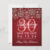 Invitation Rose Gold Red 30th Birthday Save Date Winter (Devant)
