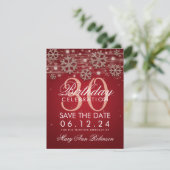 Invitation Rose Gold Red 30th Birthday Save Date Winter (Debout devant)