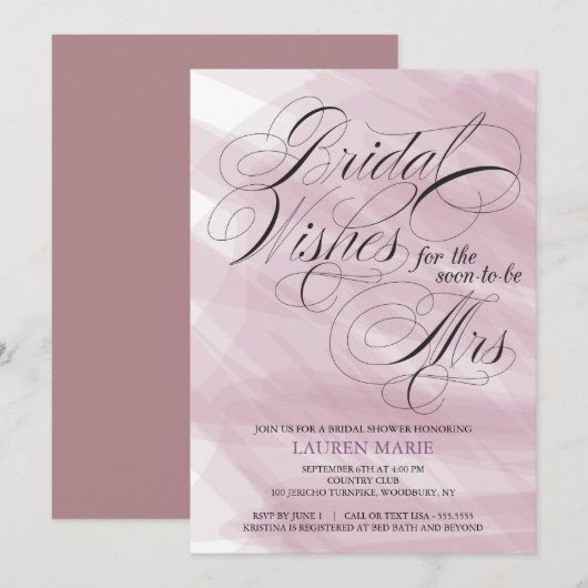 Invitation Rose Gold Résumé de Mariage (Devant / Derrière)