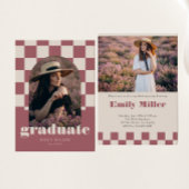 Invitation Rose Gold Retro À damiers Arch Photo Graduation