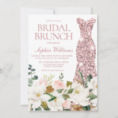 Invitation Rose Gold Robe Blush Fête des mariées blanche Brun (Devant)