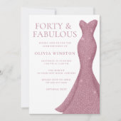 Invitation Rose Gold Rose 40e et fabuleux 40e anniversaire (Devant)